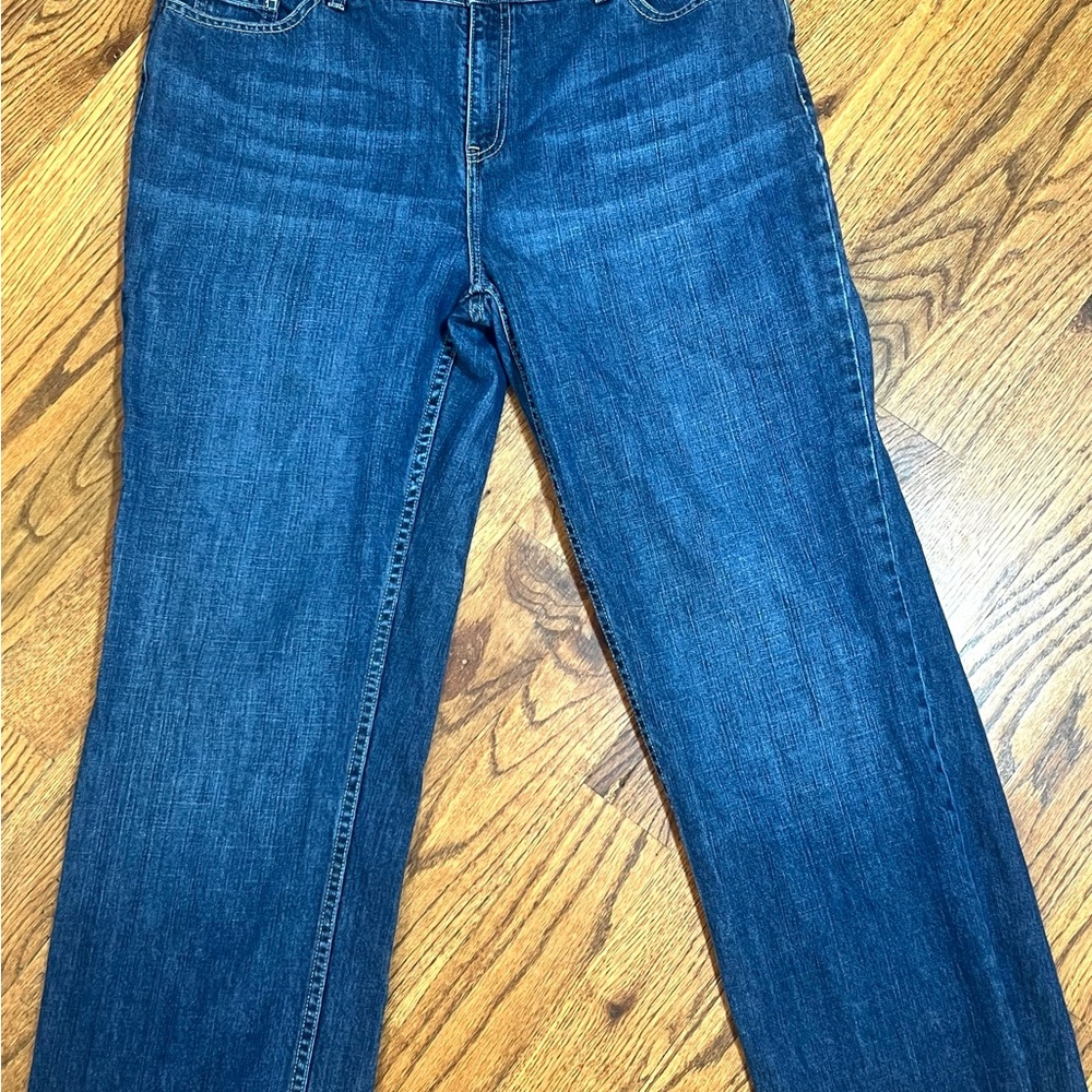 LL Bean Favorite Fit‎ Straight Leg Jeans Womens 16T Blue Medium Wash 100% Cotton